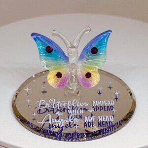 Butterfly Angels Are Near Glass Figurine Rainbow Memorial Gift